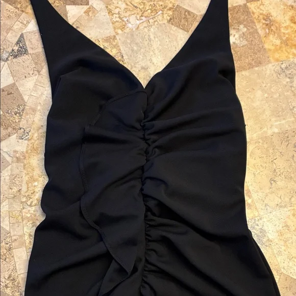 Niki Livas Black High-Low Ruffle Halter Dress - Picture 3 of 7